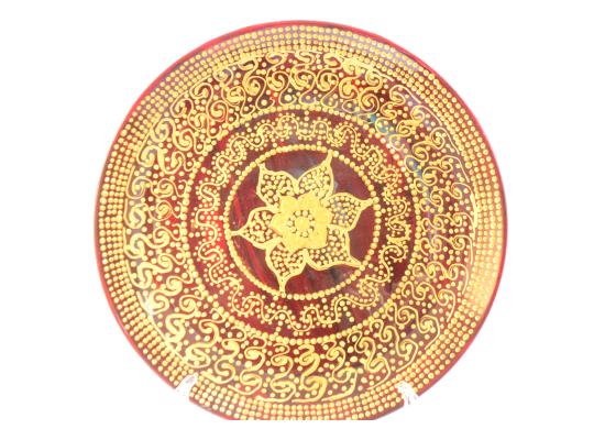 Mandala  Hand Painted plate with stand for gifts 